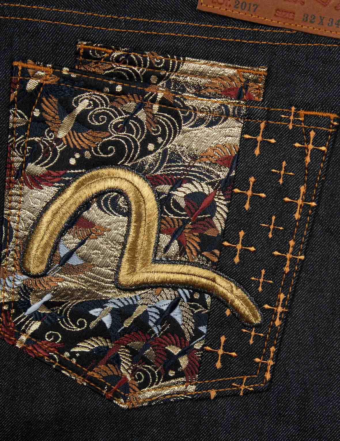 Seagull Embroidery and Brocade Patched Carrot Fit Denim Jeans #2017