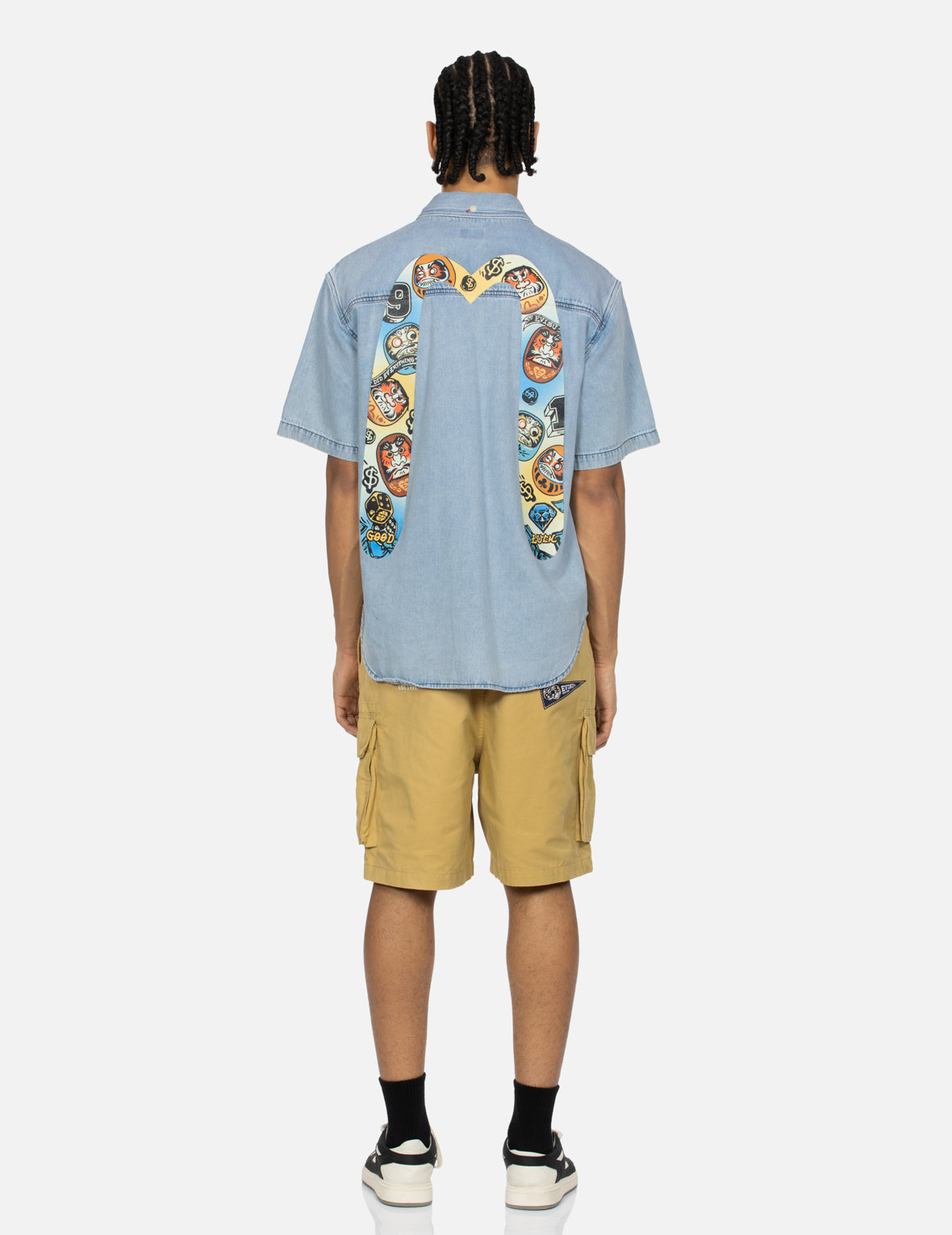 Seagull and Logo Flag Labels Print Fashion Fit Shorts