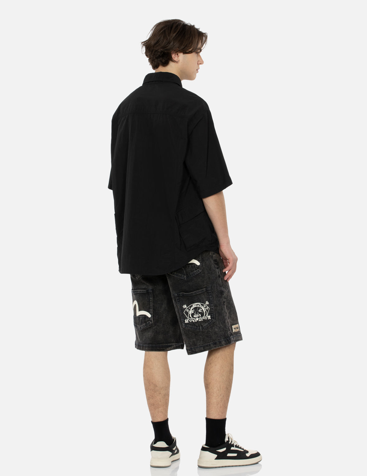 Multi-Reflective Print Oversized Short Sleeve Shirt