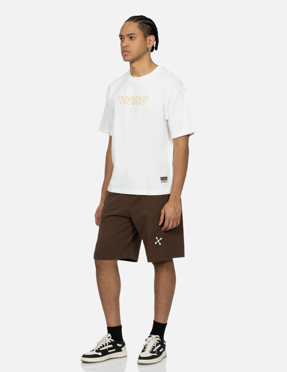 Logo Embroidery and "Soaring Seagull and Dancing Carp" Print Relax Fit T-shirt