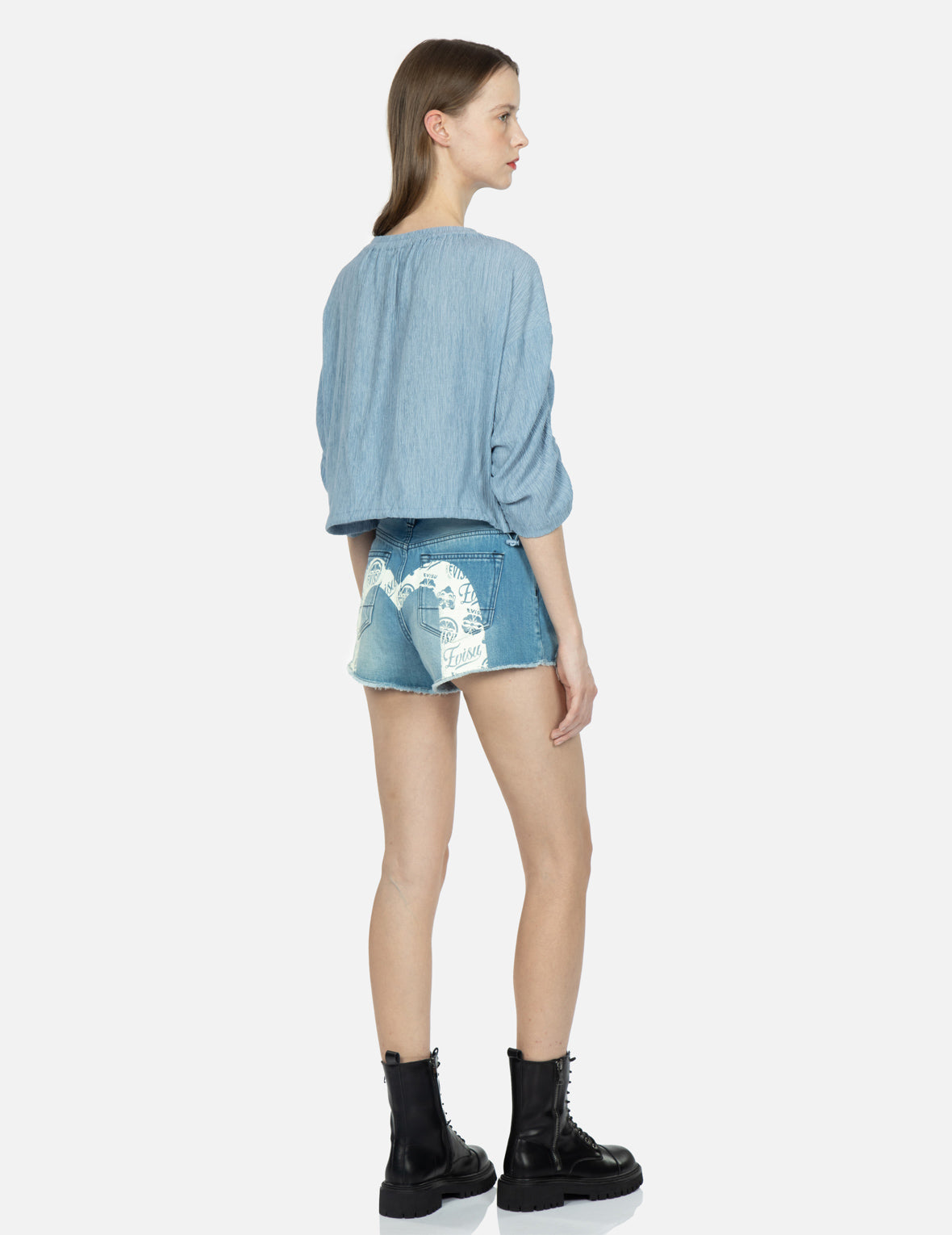 Seagull Badge Embroidery Drop-Shoulder Blouse