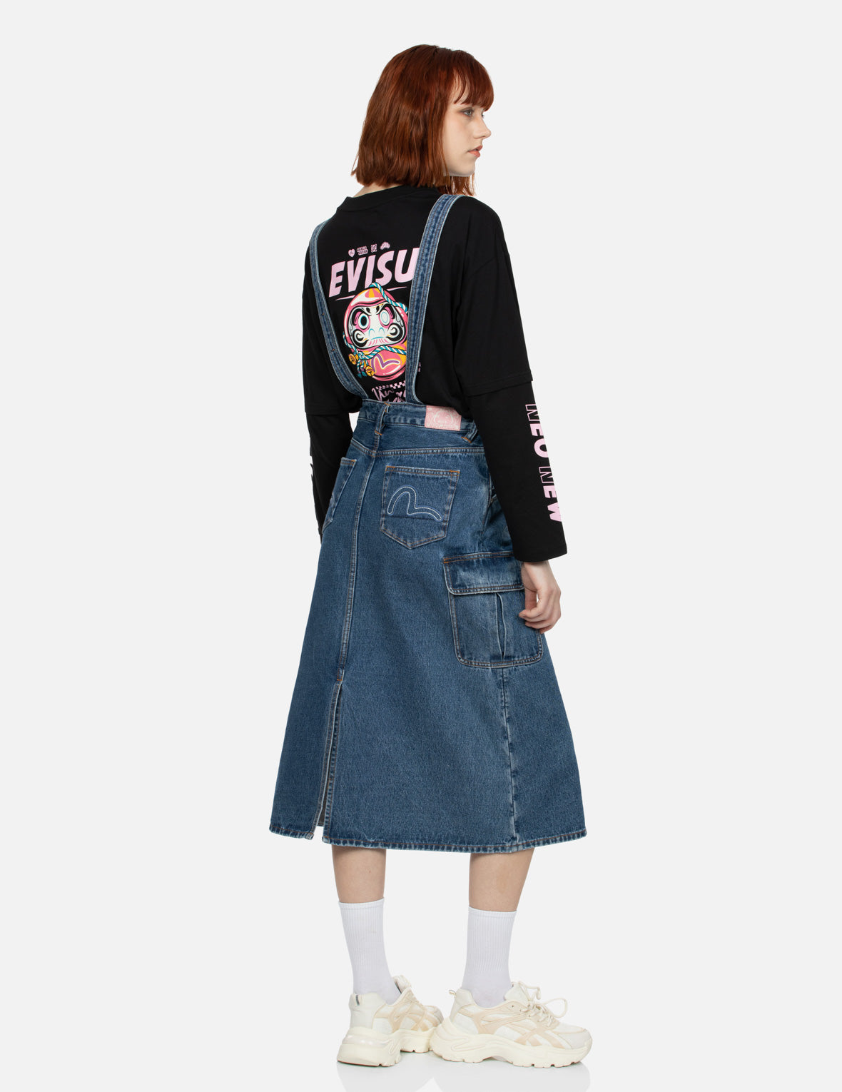 3D Seagull Embroidery Fashion Fit Denim Dungaree Dress