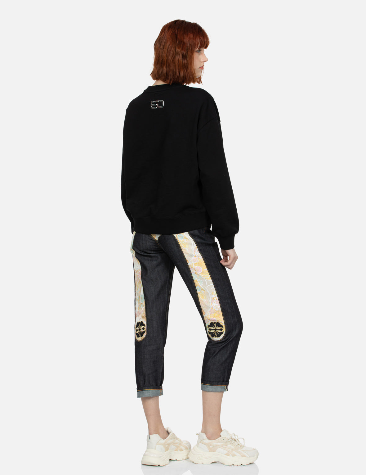 Brocade Inserted Daicock and Kamon Relax Fit Jeans