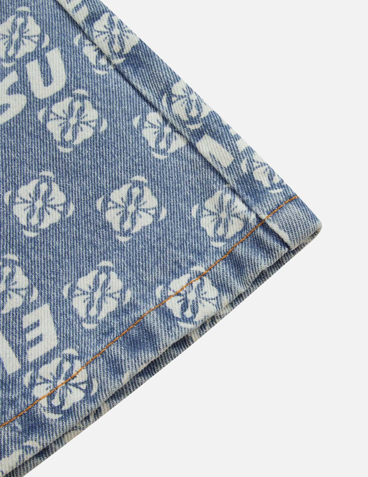Allover Logo and Kamon print Relax Fit Denim Skirt