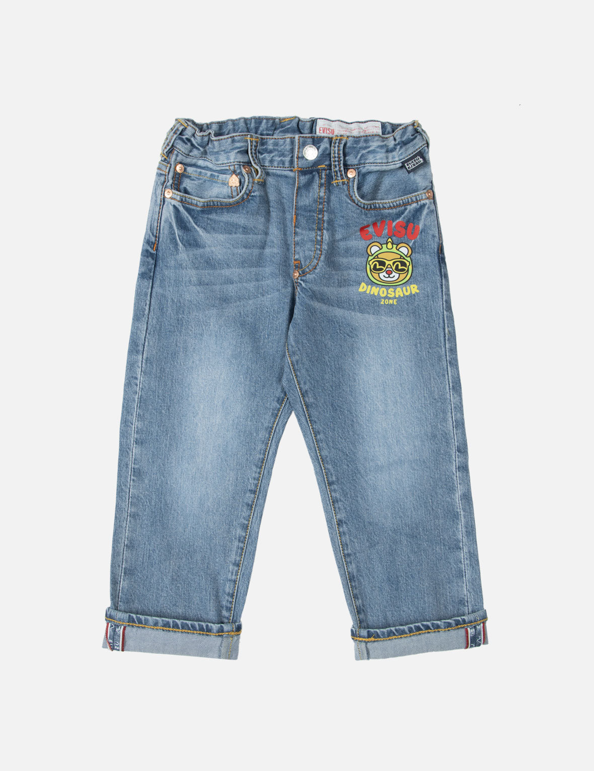 Dinosaur Bear and Seagull Print Regular Fit Jeans